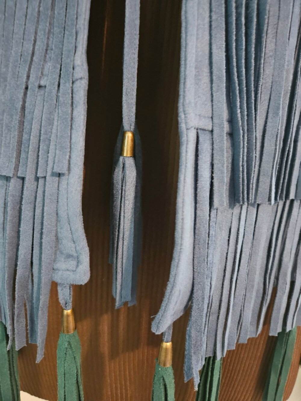 Vintage V Cristina Blue Fringe Vest with Tassels, Size XL - Picture 7 of 8